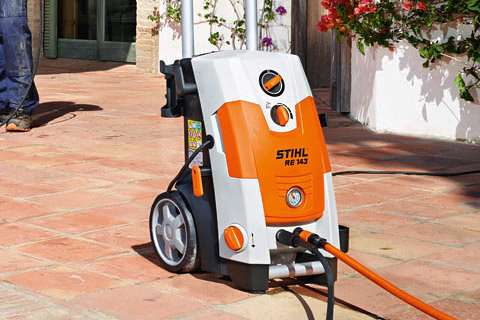 stihl power washer in action shot